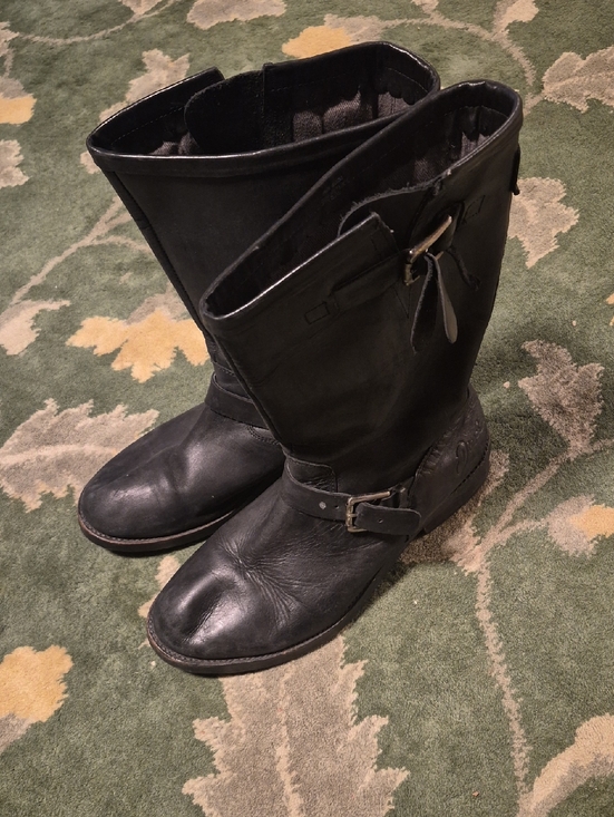 Diesel Shoes - Diesel Black Leather Pull-On Engineer Boots